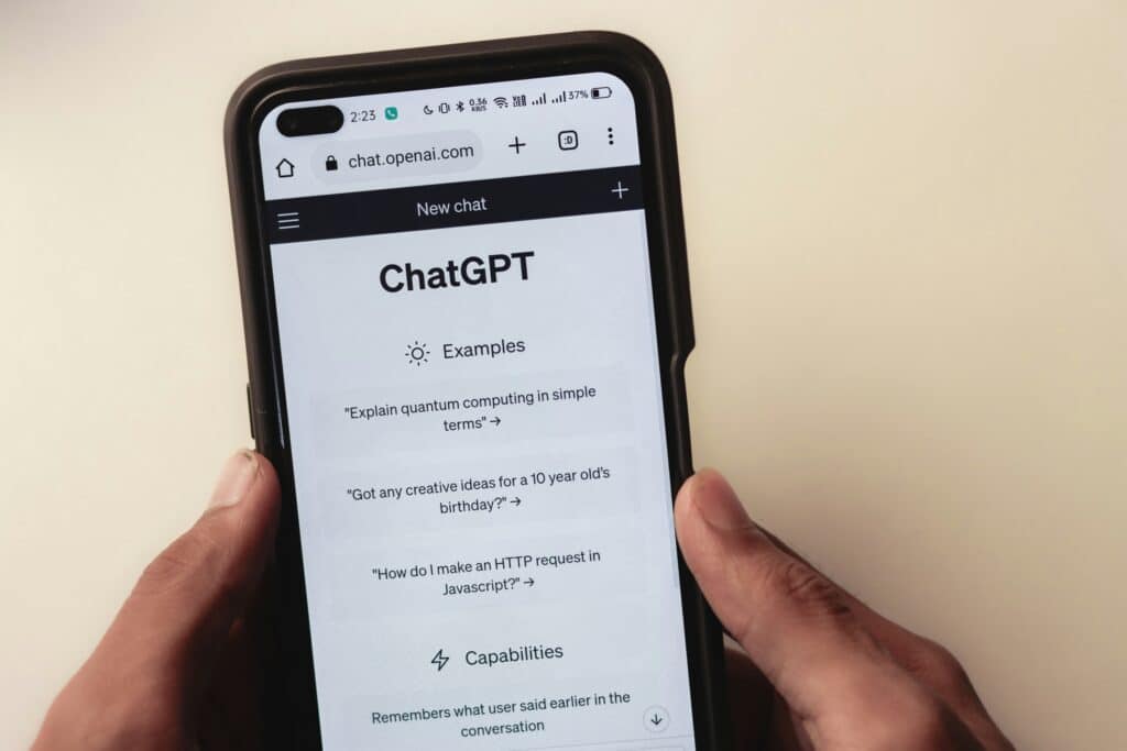 ChatGPT on a mobile phone