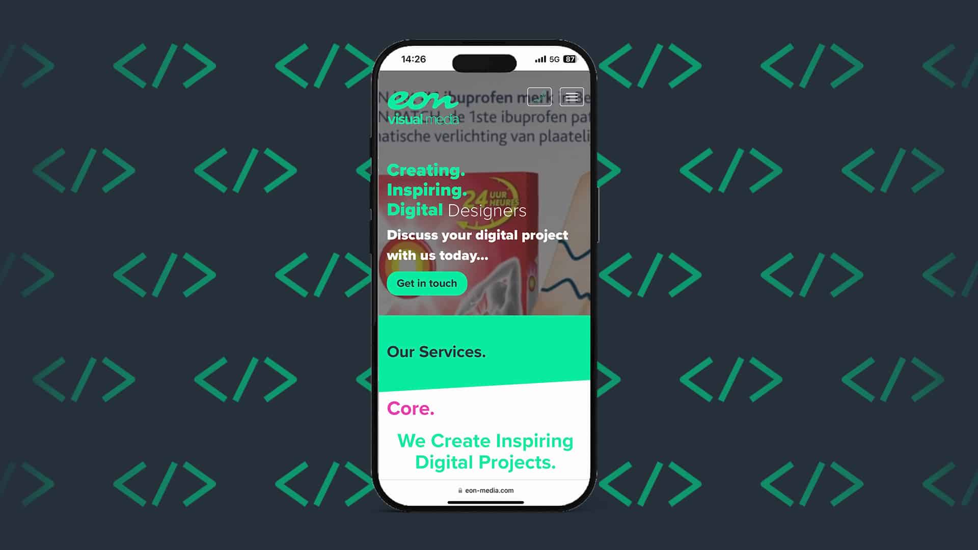 Eon Visual Media Website Mobile Mock-up