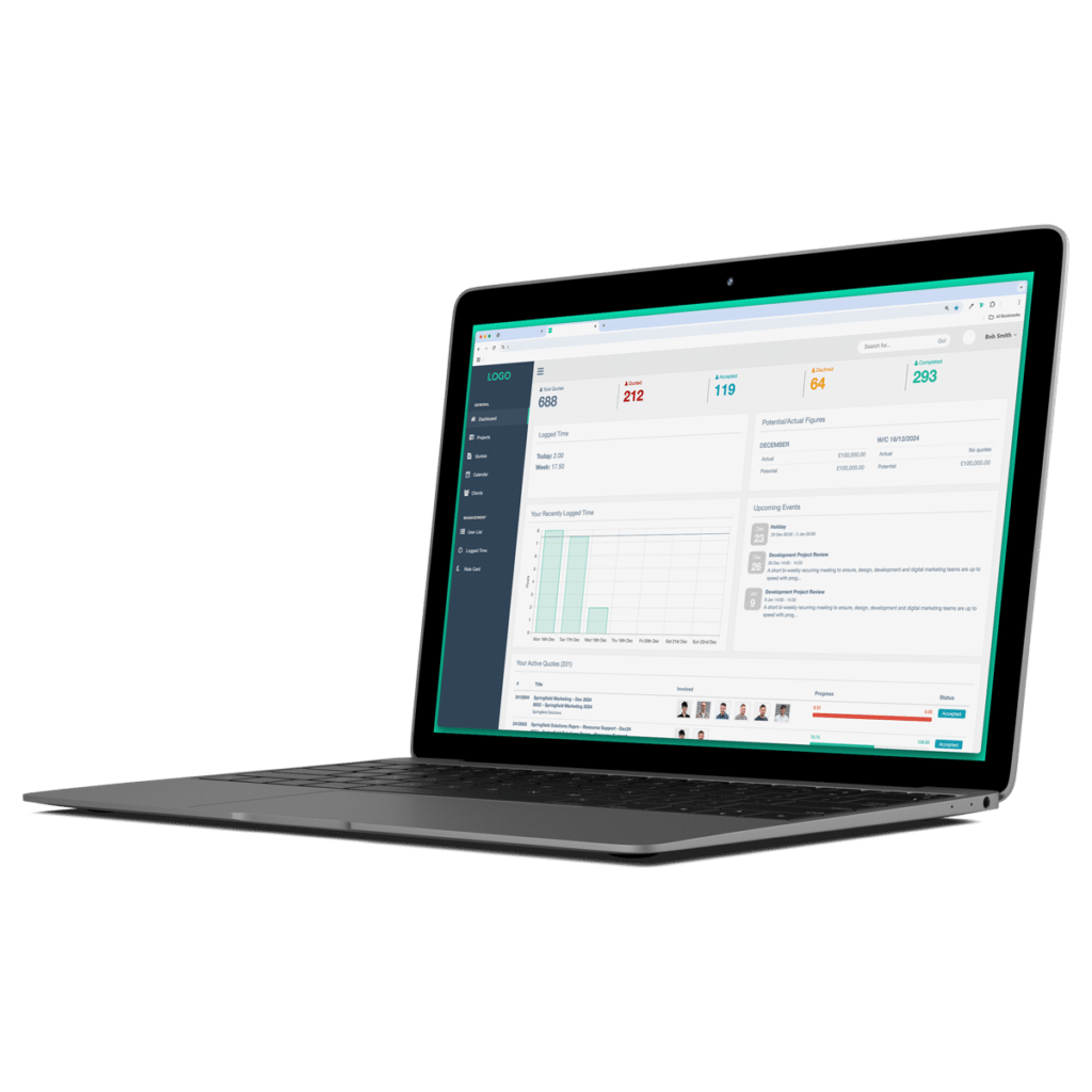 Project Management Tool Dashboard Side View