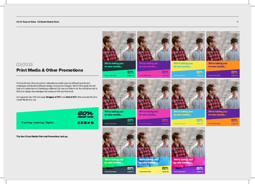 Eon Visual Media brand guidelines page 17