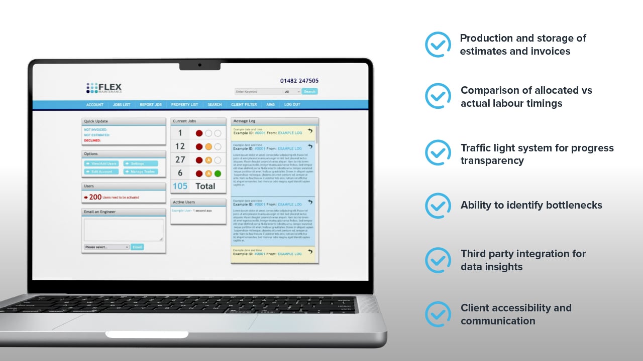 Flex Maintenance Project Management Tool features